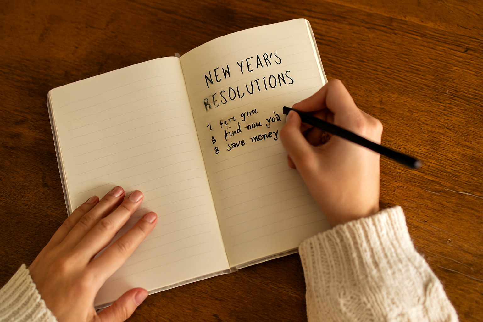 새해 목표를 다이어리에 적는 사람의 모습