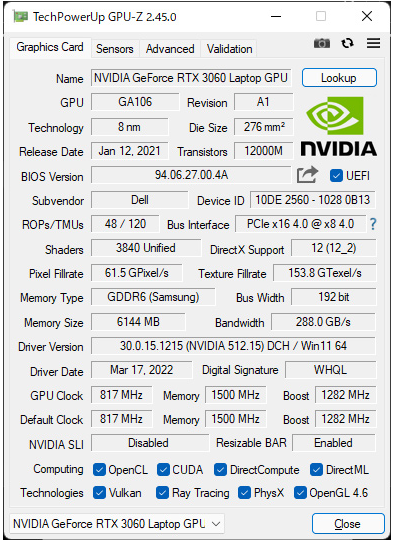 Alienware x14 CPU-Z 3
