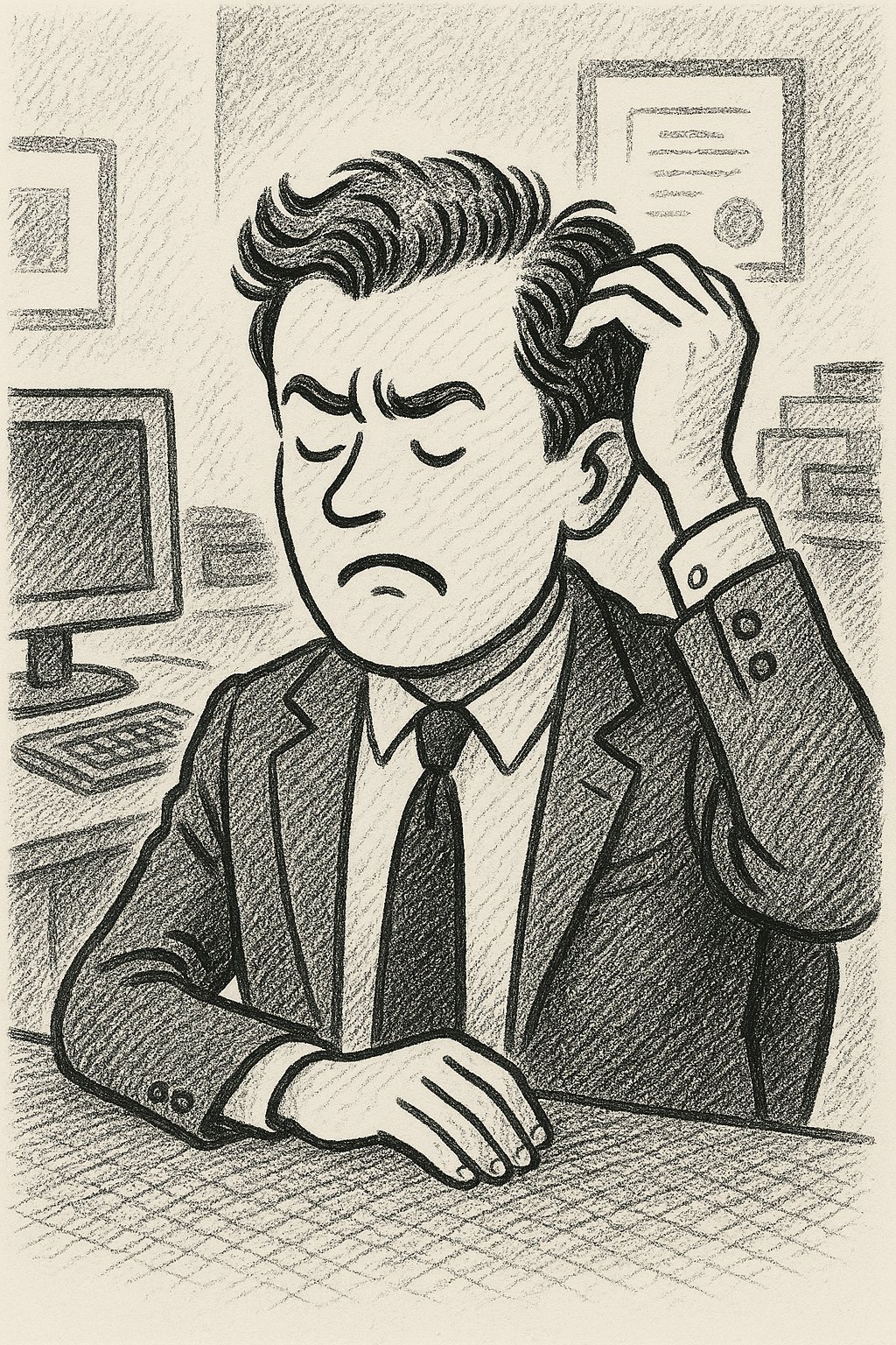 머리를 긁는 남자