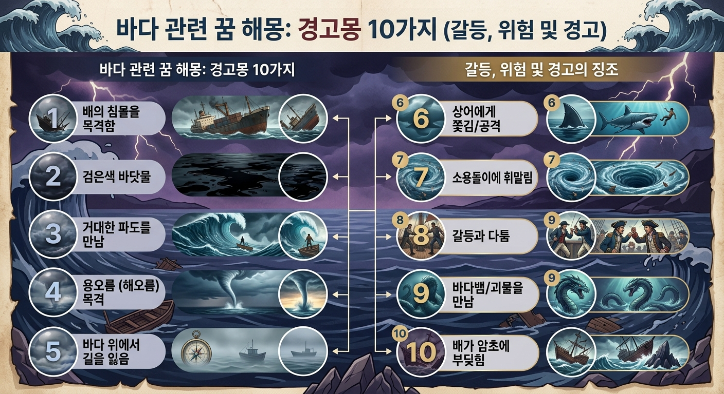 ⚠️ 바다 관련 꿈 &mdash; 갈등&middot;위험&middot;경고를 나타내는 꿈 10가지