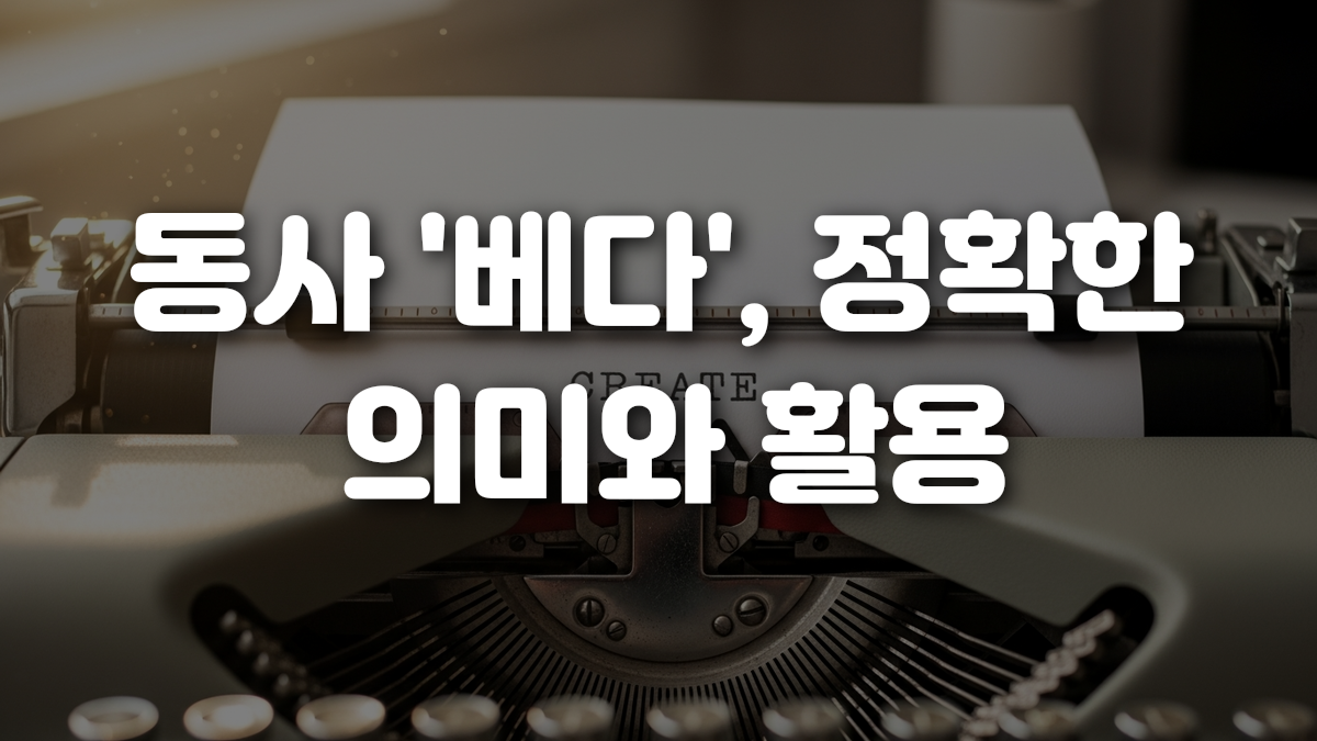 동사 베다 정확한 의미와 활용