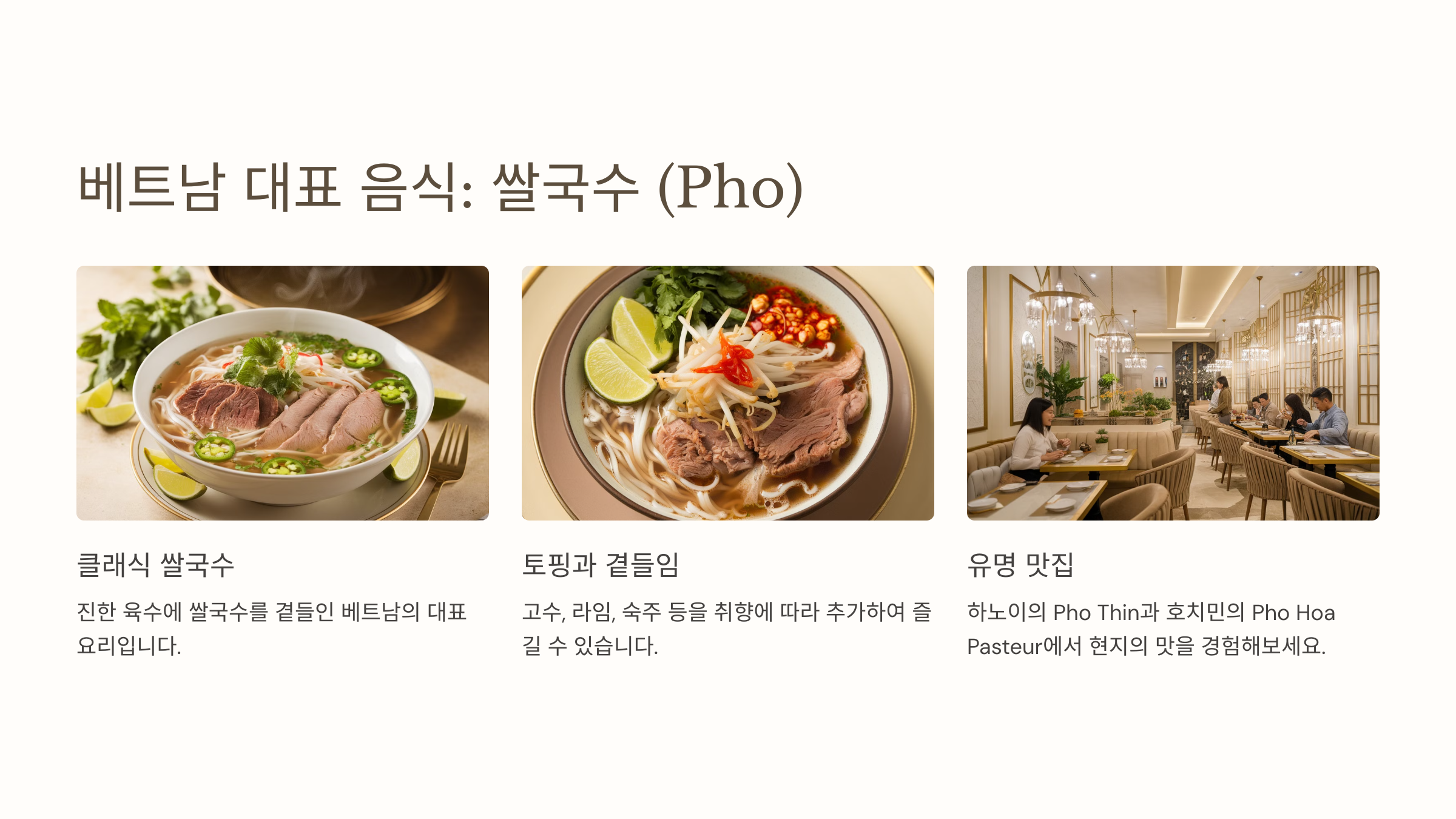 🍜 베트남 대표 음식: 쌀국수 (Pho)