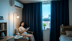 암막커튼 조금 치고 독서중