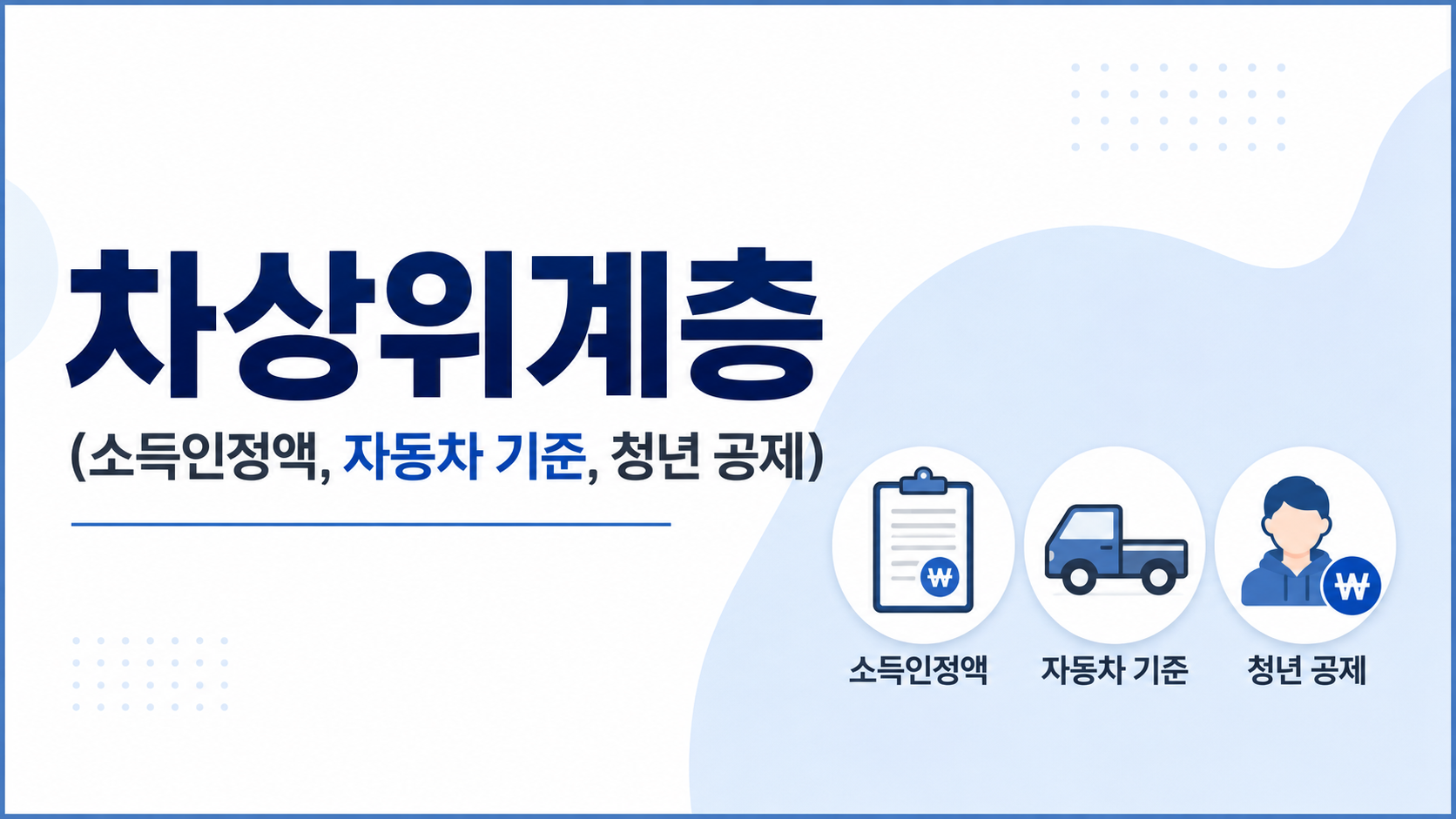 차상위계층 (소득인정액, 자동차 기준, 청년 공제)