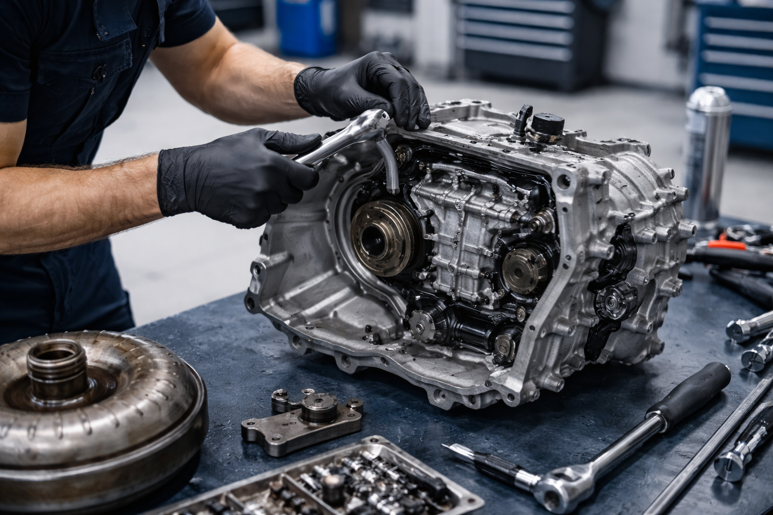 변속기 수리(정비) 장면