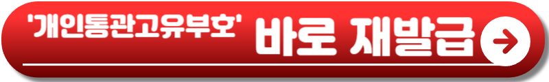 통관번호 재발급