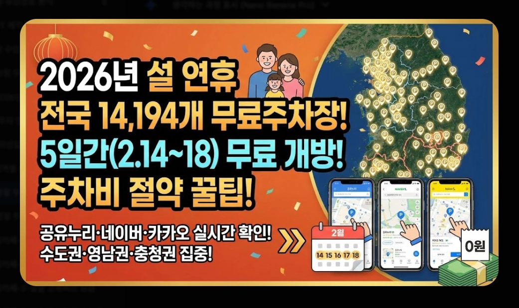 명절 무료주차장 확인(2026년, 설 연휴, 개방 현황)(+ 조회 방법)