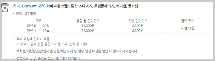 커피 할인 내용