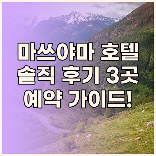 마쓰야마 호텔 예약 가이드 인기 호텔