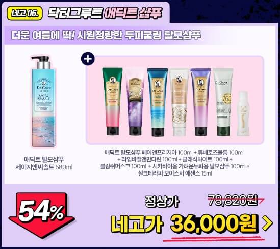 네고왕 LG생활건강 54% 할인 닥터그루트 애딕트 두피쿨링 탈모샴푸