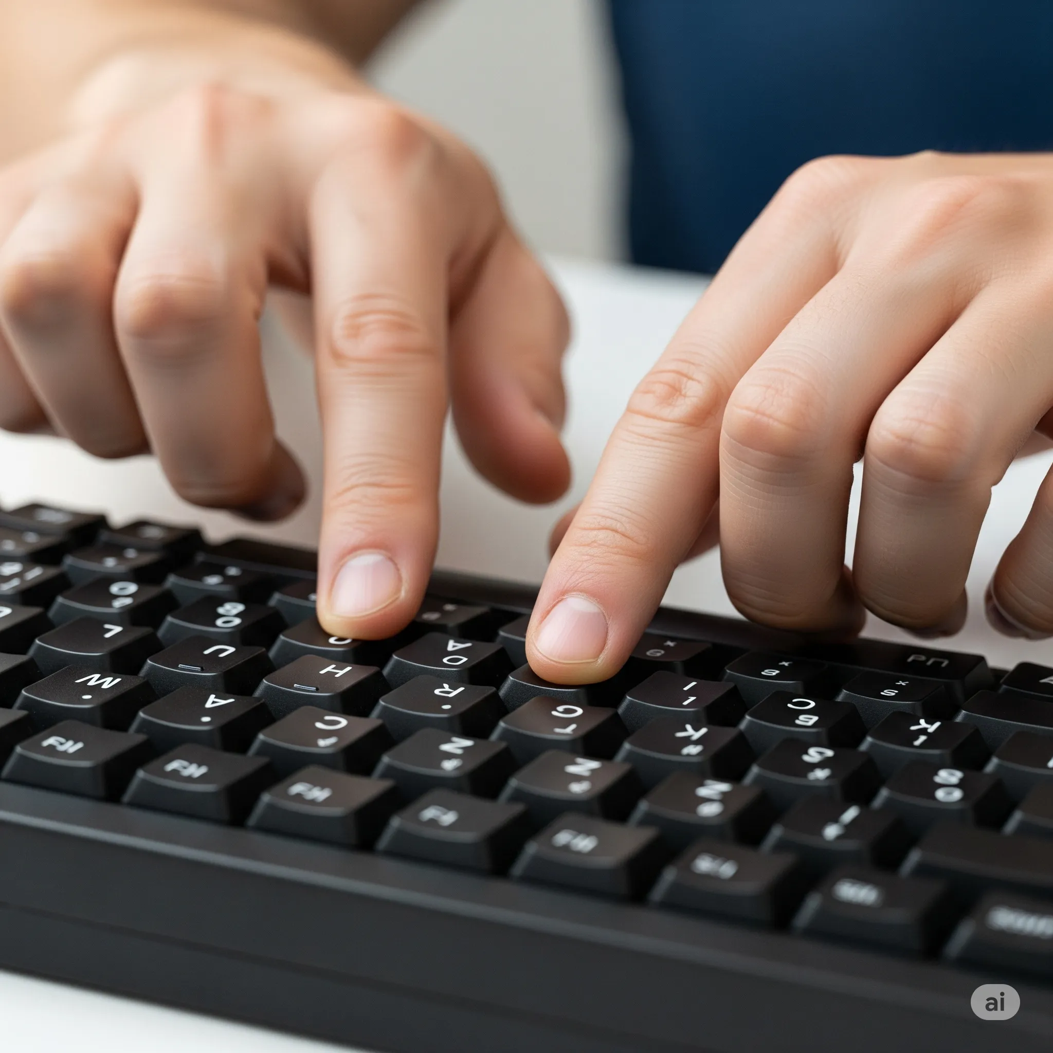 돌기가 있는 키보드 'F','J'를 누루고 있는모습