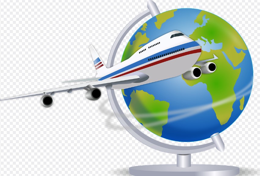 지구를 도는 비행기 사진