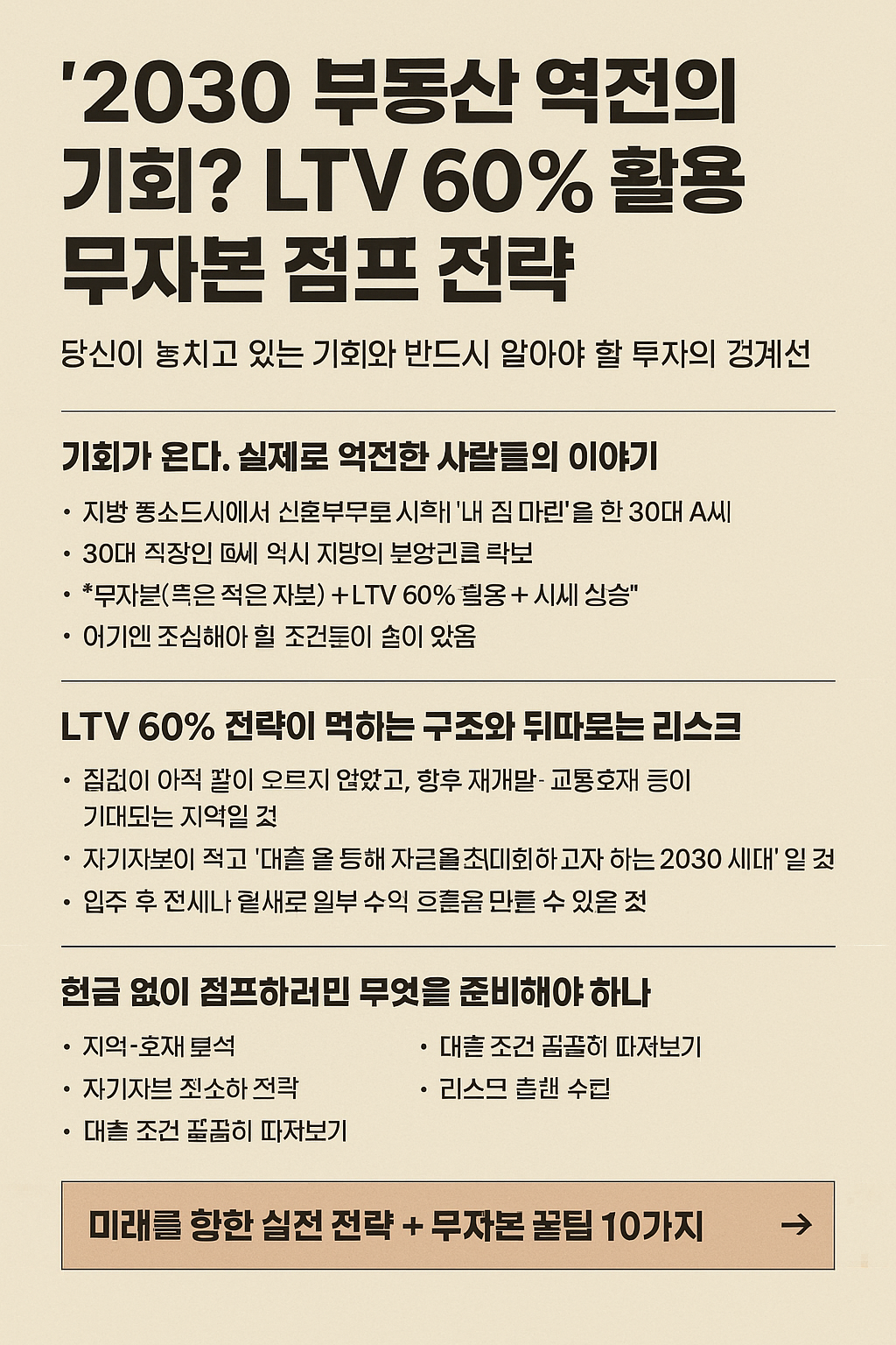 2030 부동산 역전의 기회? LTV 60% 활용 무자본 점프 전략
