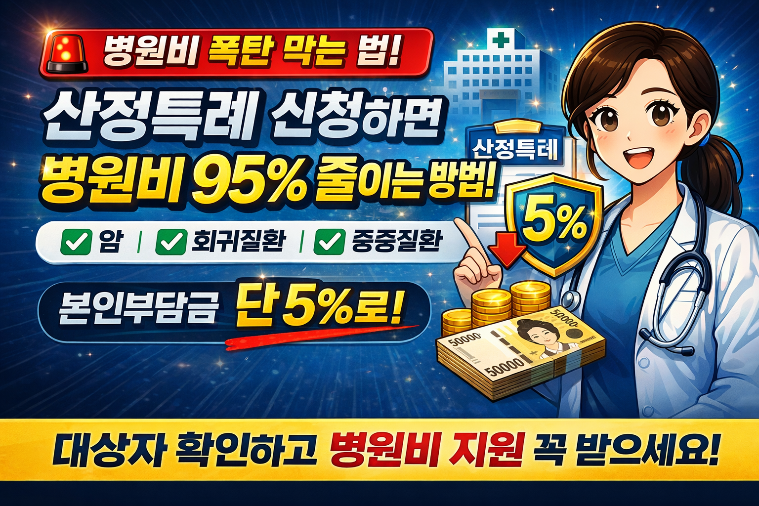 병원비 95% 줄이는 방법? 산정특례 대상자라면 꼭 신청하세요