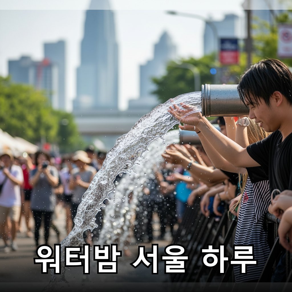 시원한 물줄기가 뿜어져 나오는 워터 페스티벌 현장