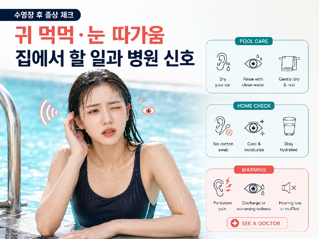 수영장 다녀온 뒤 귀가 먹먹하고 눈이 따가울 때