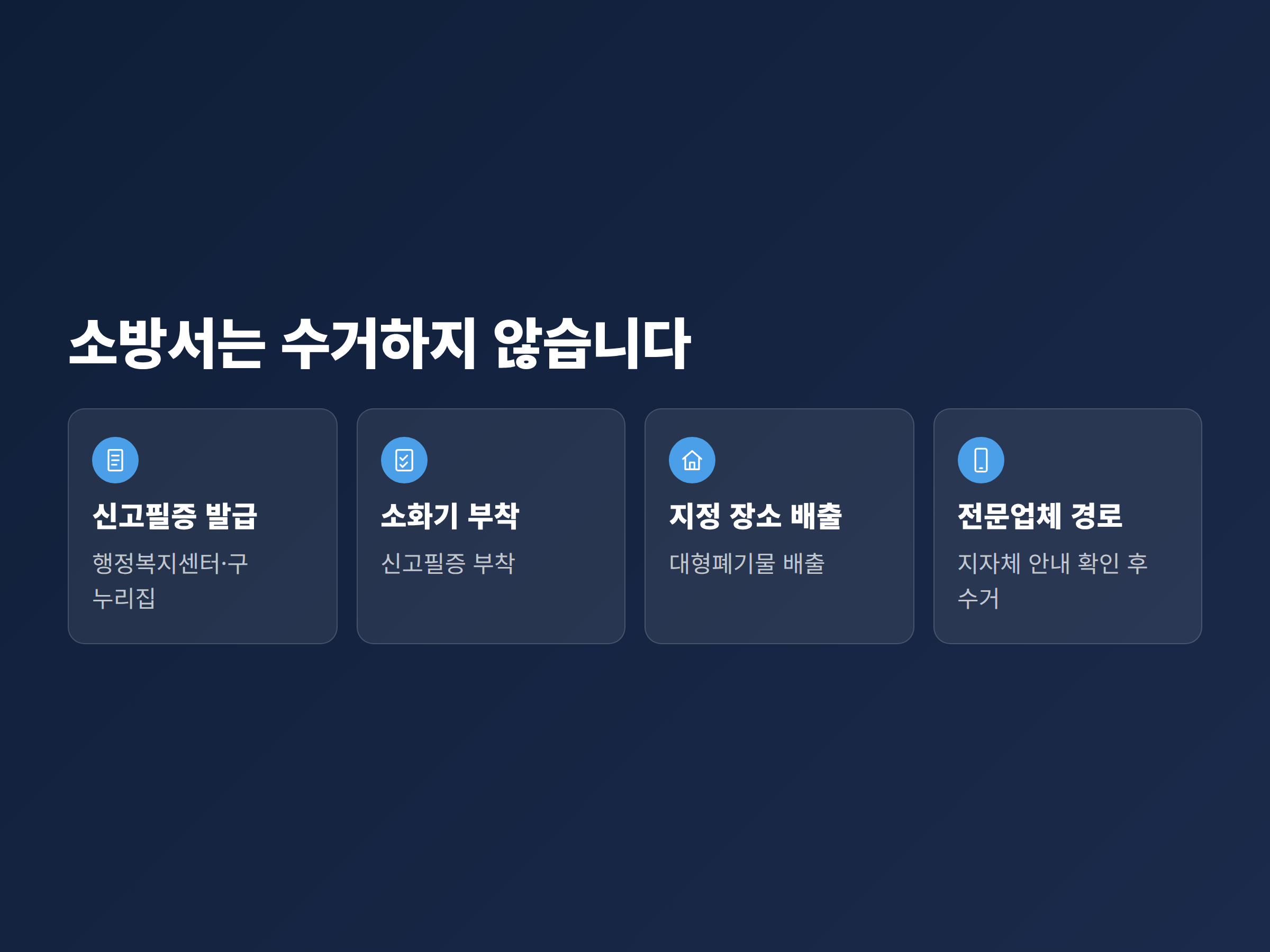 폐소화기를 대형폐기물로 신고해 배출하는 절차와 전문업체 수거 경로를 나눠 보여주는 흐름도