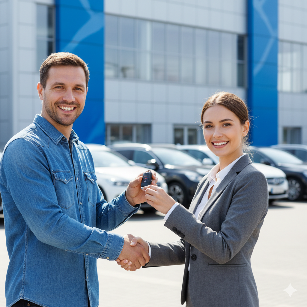 남녀가 중고차 거래하는 장면