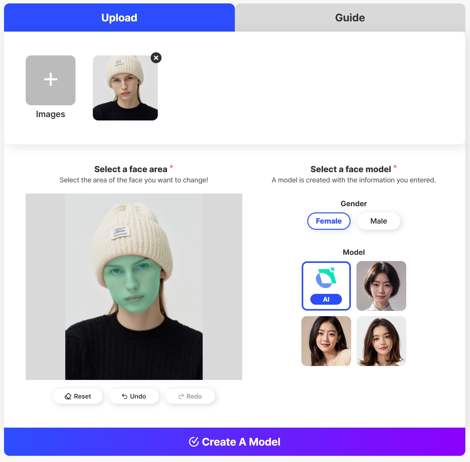 Draph Art AI Model Face Change Feature