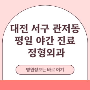 대전 서구 관저동 평일 야간진료 정형외과 진료 병원