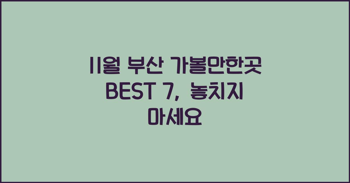 11월 부산 가볼만한곳