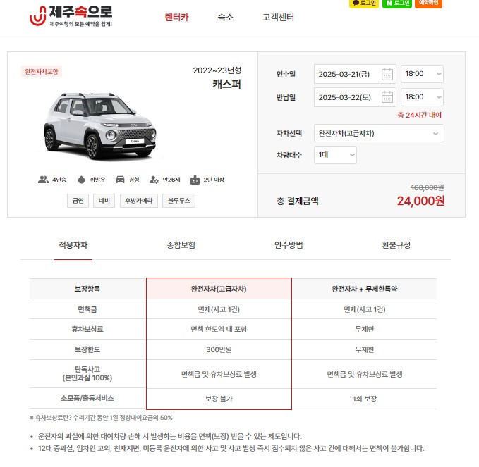 캐스퍼 하루 2만원대