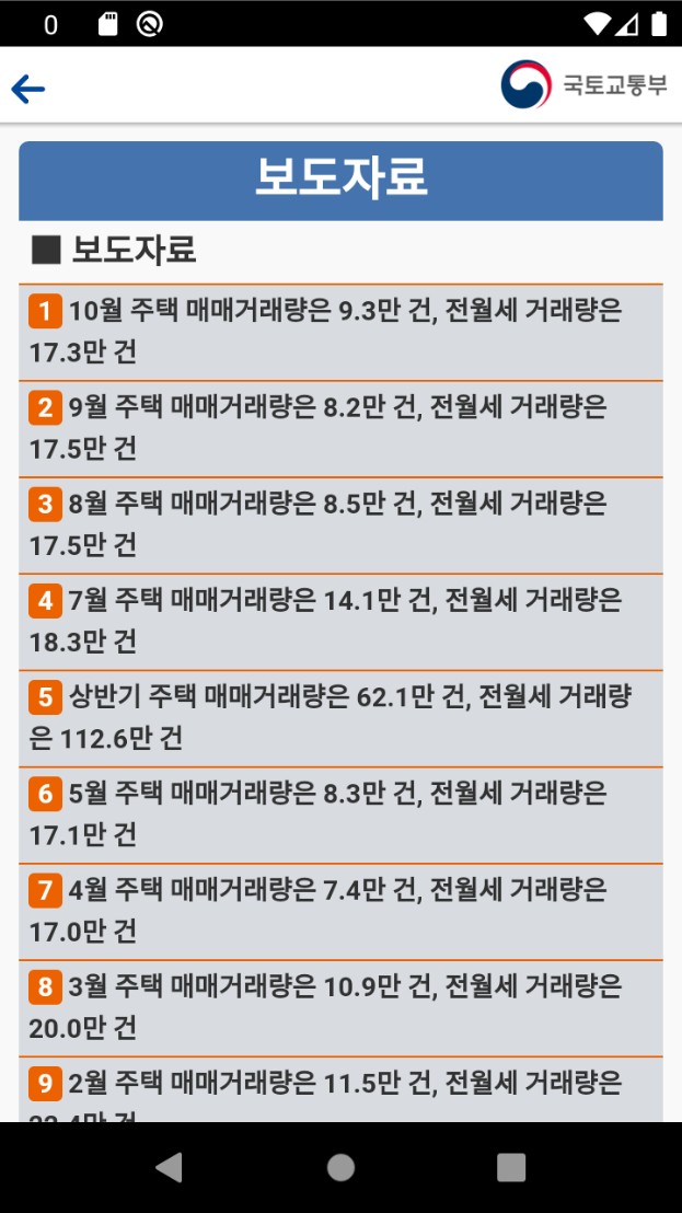 국토부 공식 앱 '모바일 부동산 실거래 정보' 보도 자료