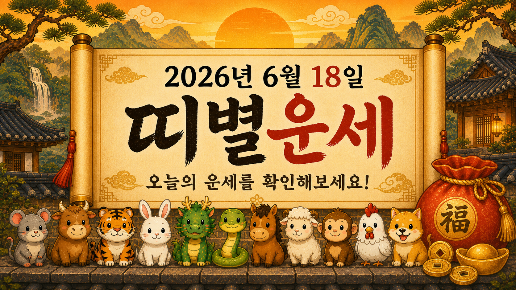 2026년 6월 18일 띠별운세 무료 보기 만세력 2D 이미지