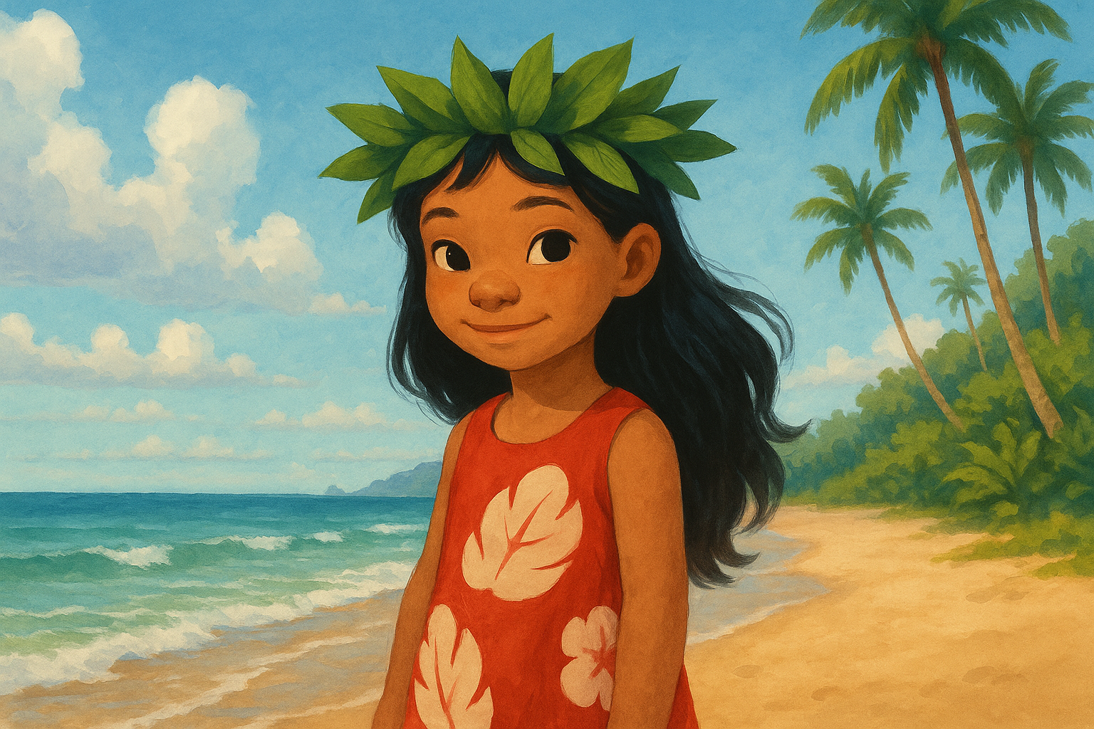 하와이에 있는 소녀 이미지