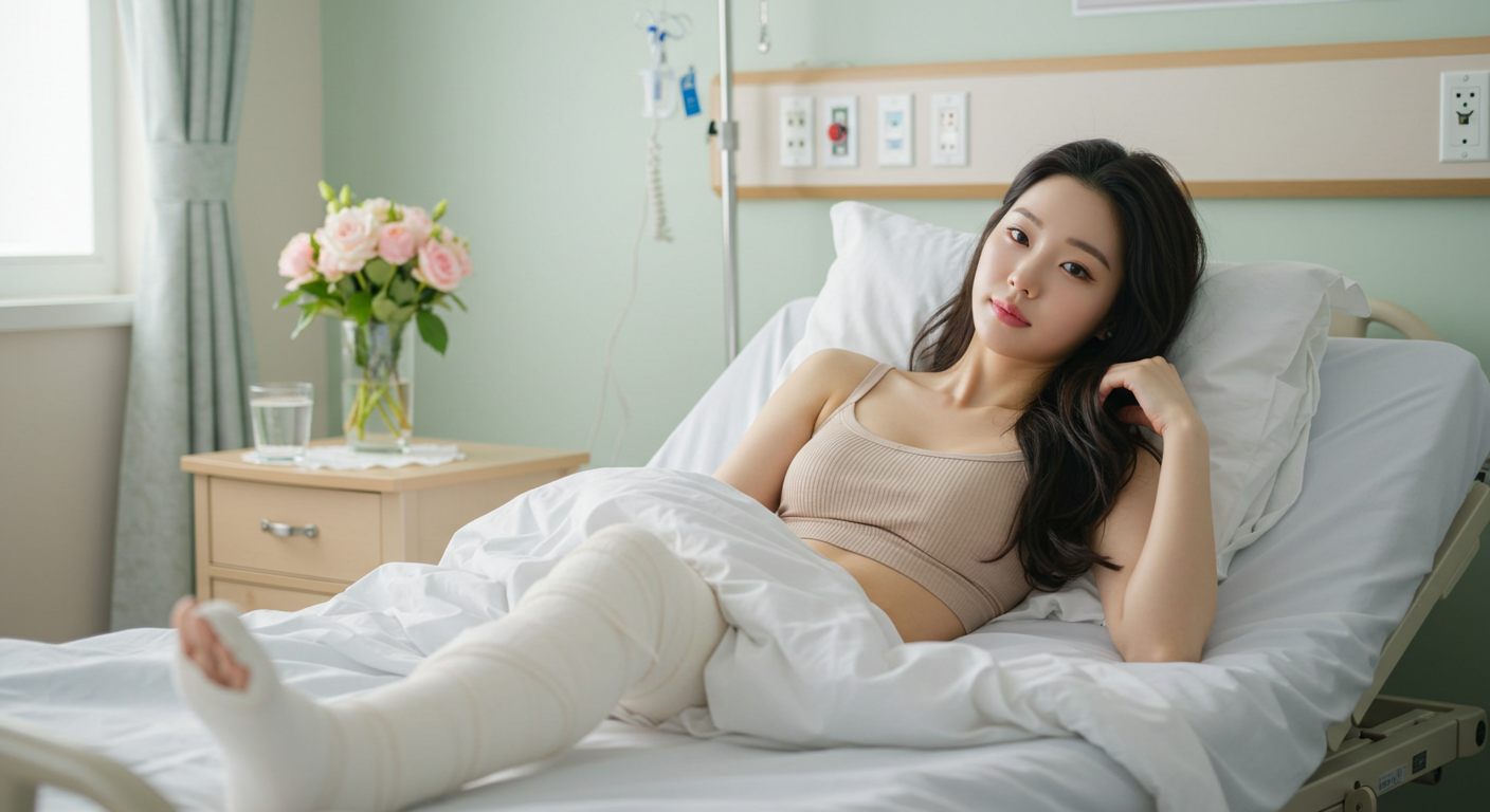 다리골절로 입원한 여성