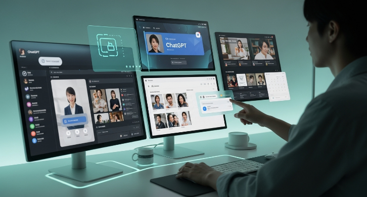 AI와 자동화 도구로 소셜 미디어 콘텐츠를 효율적으로 관리하며 개인 브랜딩을 강화하는 모습