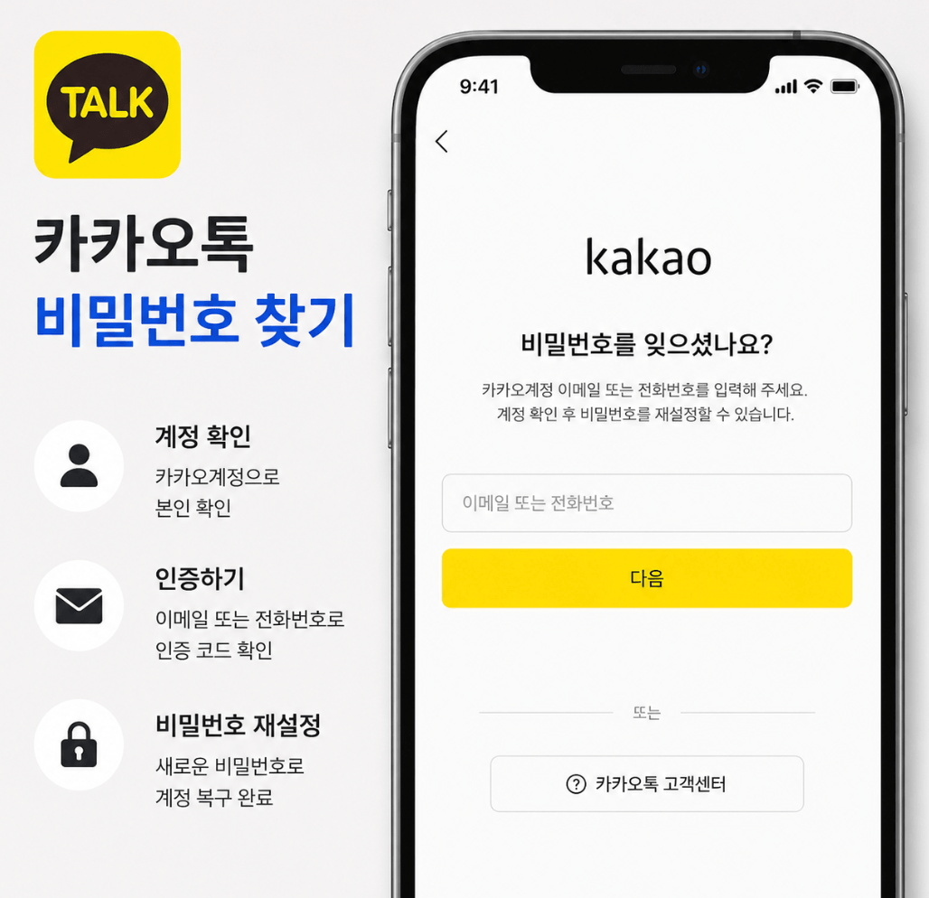 카카오톡 비밀번호 찾기 복구 방법