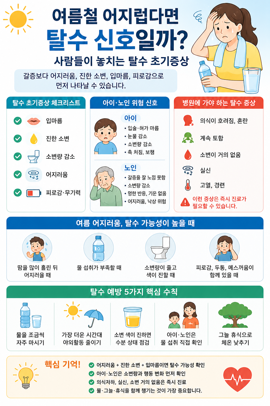 사람들이 자주 놓치는 여름 탈수 증상과 응급 기준