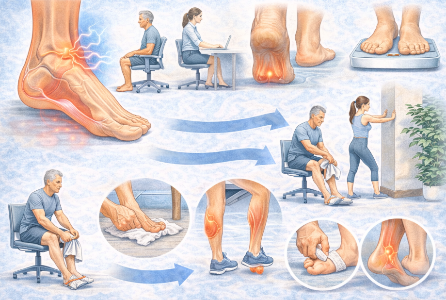 족저근막염의 원인과 발바닥 내재근 강화 운동 관련 사진