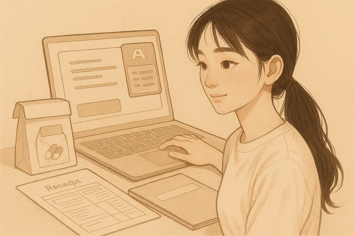 온라인으로 영수증 청구하는 여성