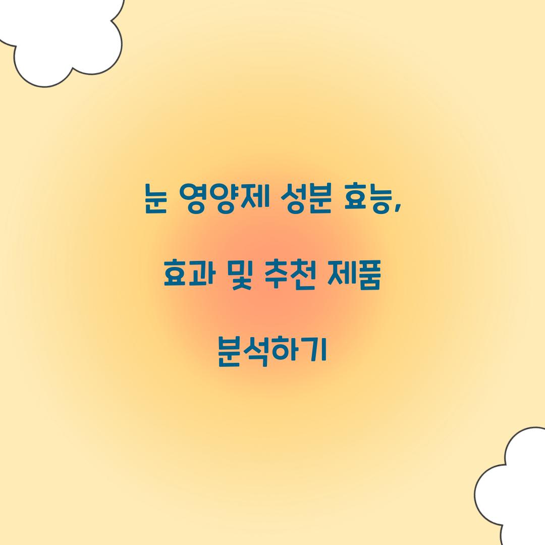 눈 영양제 성분 효능