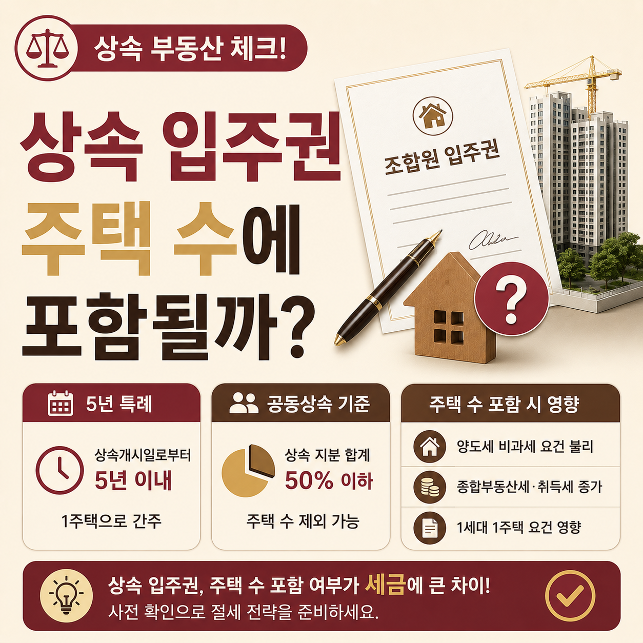 상속받은 조합원입주권 주택 수 포함 여부 안내 이미지