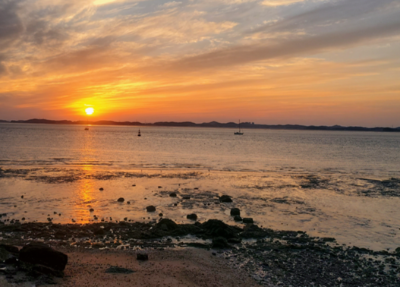 제부도 바닷가의 노을진 모습