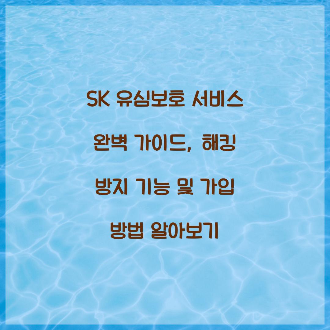 SK 유심보호 서비스 완벽 가이드: 기능, 비용, 가입 방법