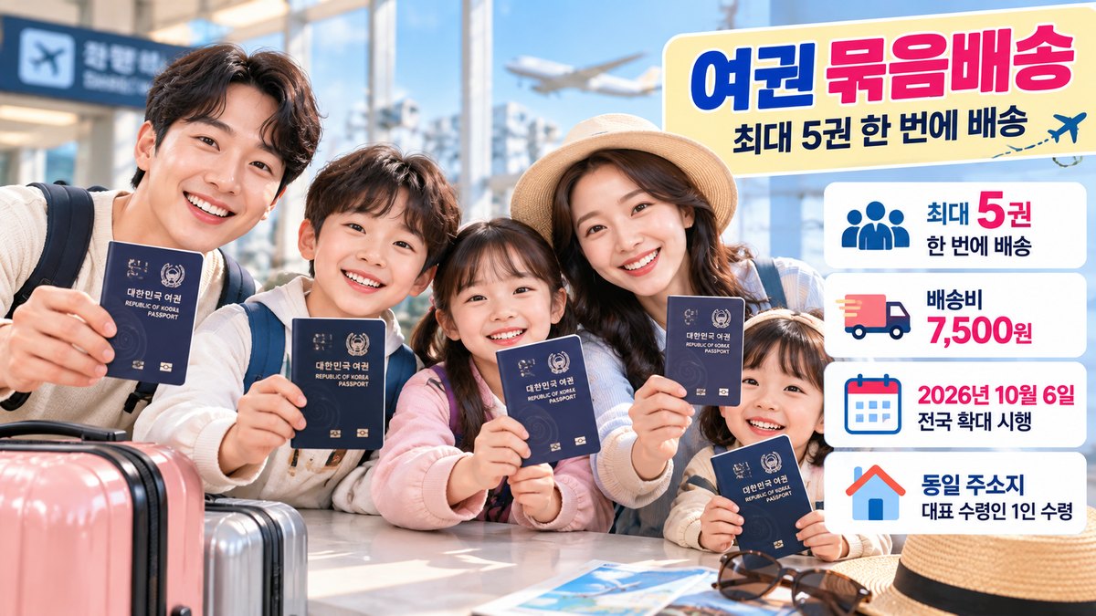 여권 최대 5권을 한 번에 받는 묶음배송 서비스 안내 이미지