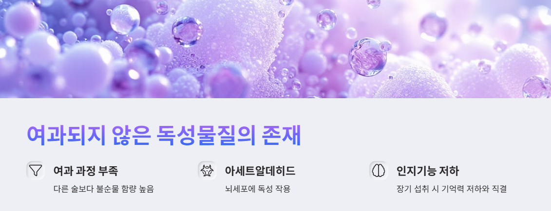 여과되지 않은 독성물질의 존재