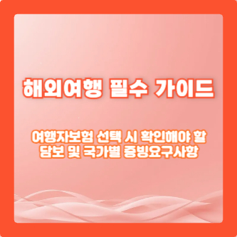 해외여행 필수 가이드: 여행자보험 선택 시 확인해야 할 담보 및 국가별 증빙요구사항