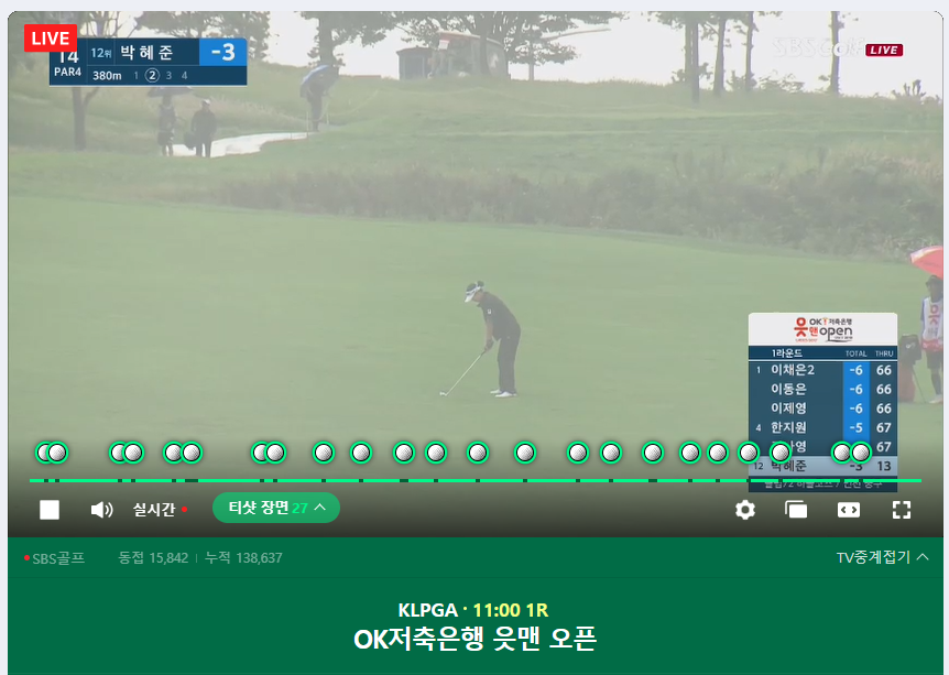 OK저축은행 읏맨 오픈 실시간 순위