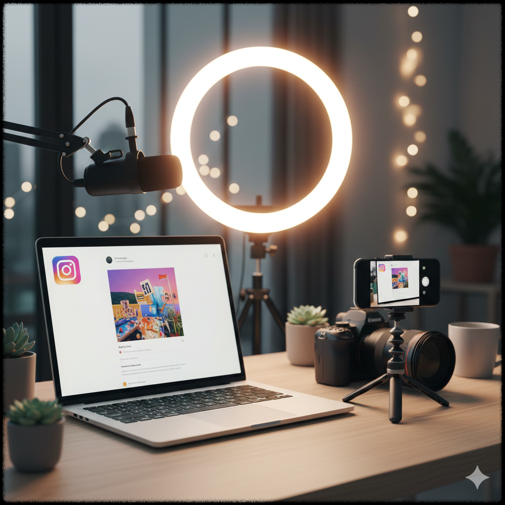 SNS 콘텐츠 제작 부업을 위한 촬영 장비와 노트북