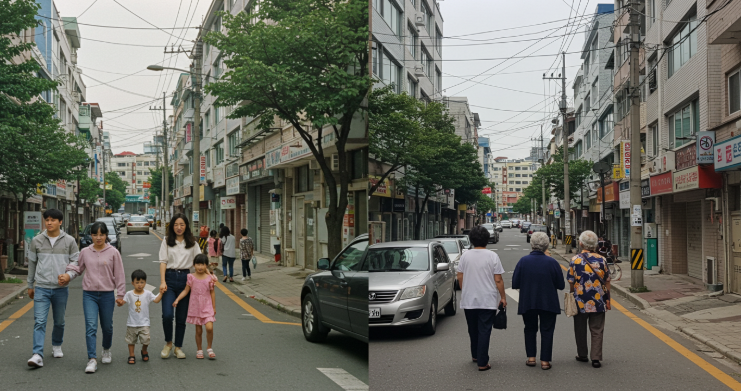 급격한 인구구조를 보여주는 이미지