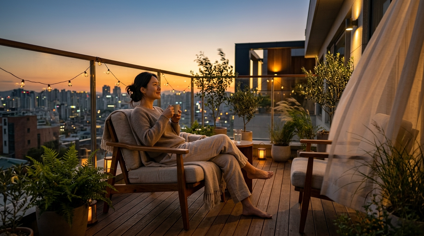 노을이 지는 테라스 공간
