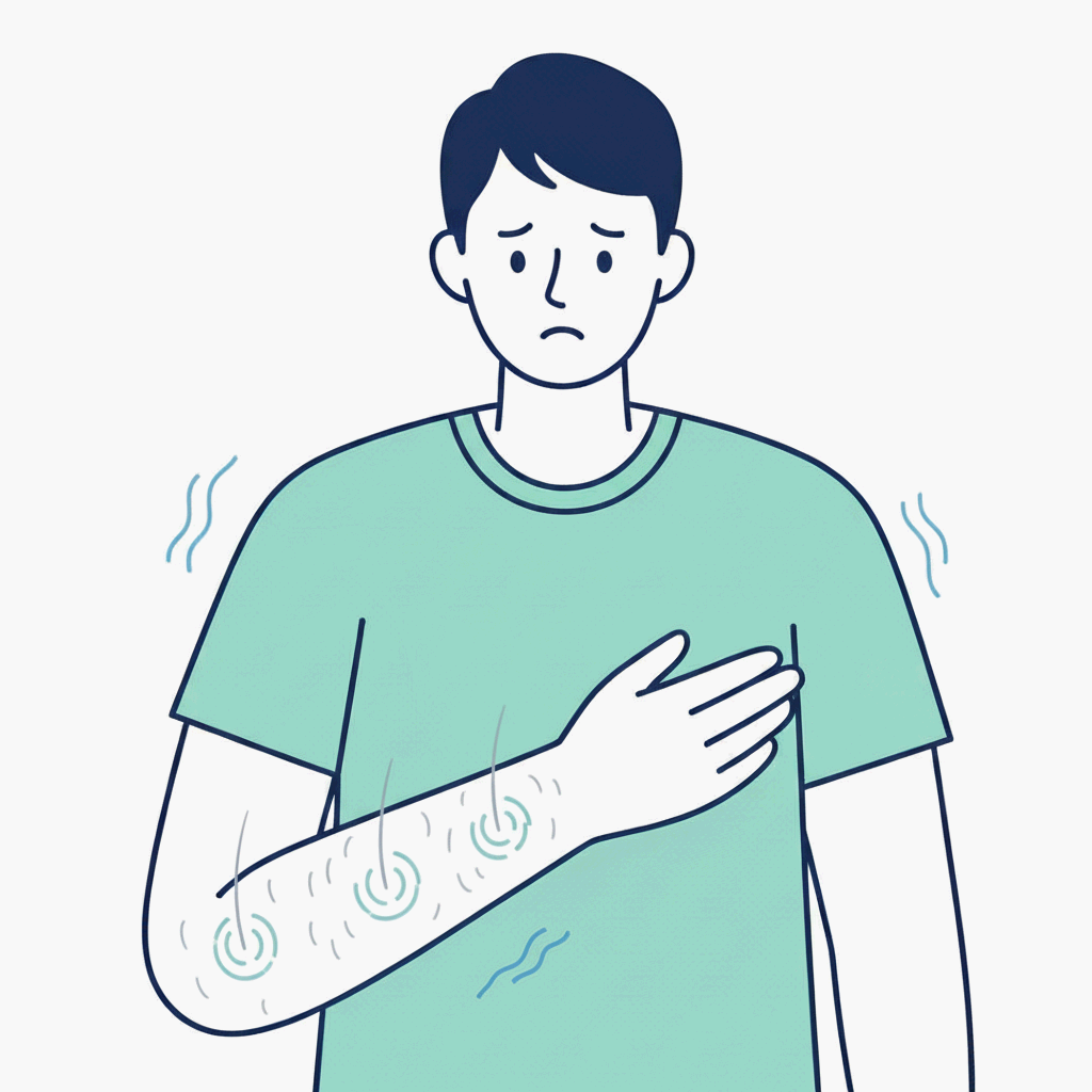 소름이 돋는 순간, 진화가 남긴 흔적을 표현한 일러스트레이션