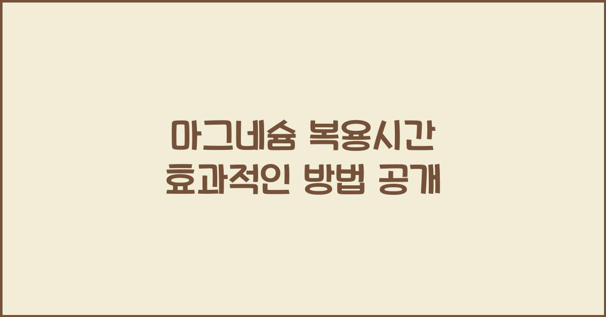 마그네슘 복용시간