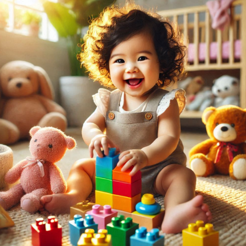 혼자-즐겁게-놀고-있는-아기