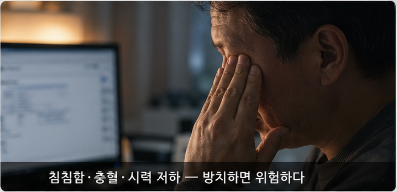 고혈압 눈 증상 &mdash; 침침함&middot;충혈&middot;시력 저하 단계별 정리